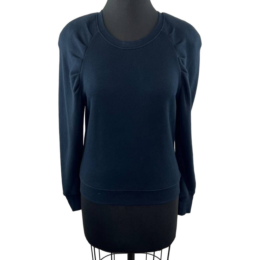 JOIE Black 100% Pima Cotton Scoop Neck Long Puff Sleeve Pullover Sweater Top XS